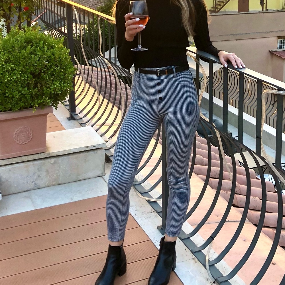 Zara high waisted gingham pants